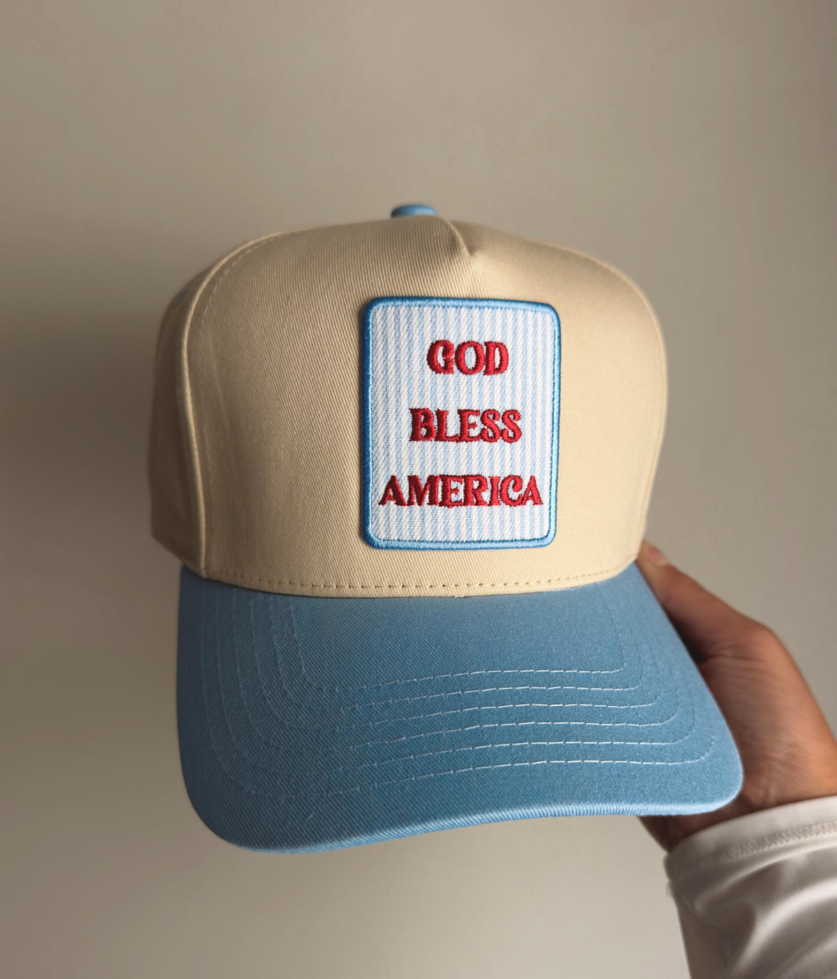 God Bless America Trucker Hat – Patriotic Embroidered Patch Cap
